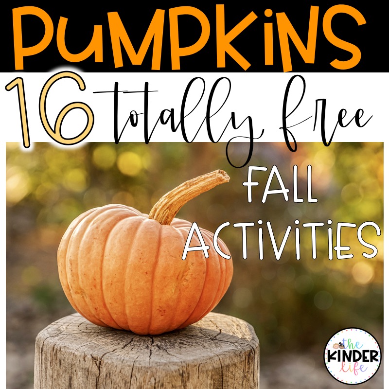 Grab 16 free activities all about pumpkins! These reading, writing, math, and science activities are perfect for fall!