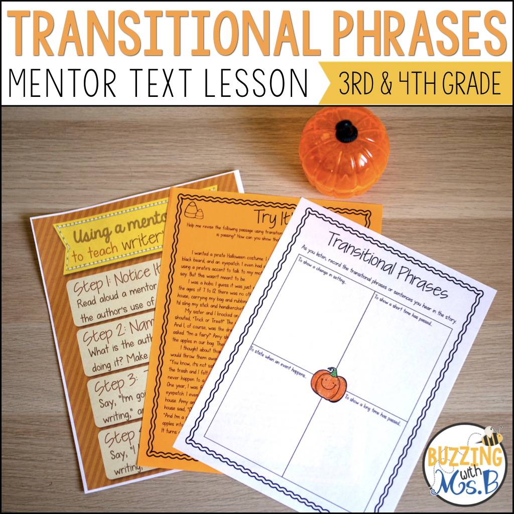 Transitional Phrases with the Mentor Text Pumpkin Jack