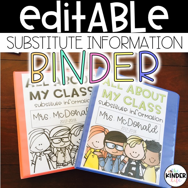 editable substitute information binder